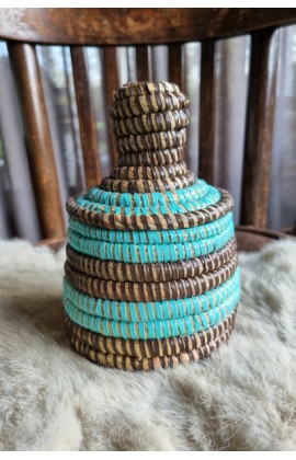 afrikaans bijou mandje uit Senegal bruin turquoise