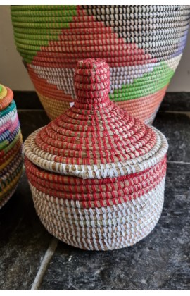 Afrikaans bijou opbergmandje Small uit Senegal rood