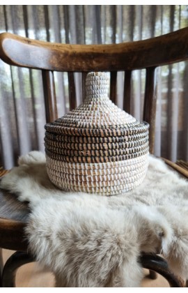 Afrikaans bijou opbergmandje Small uit Senegal zwart wit