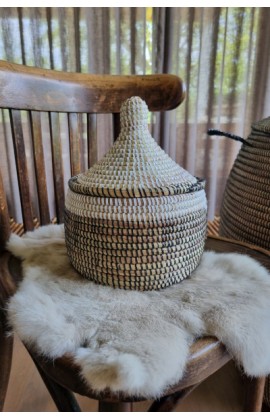 Afrikaans bijou opbergmandje Small uit Senegal zwart wit