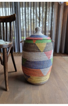 Afrikaanse zeegras opbergmand multicolor uit Senegal