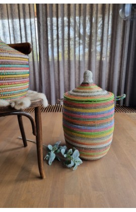 Afrikaanse zeegras opbergmand multicolor uit Senegal