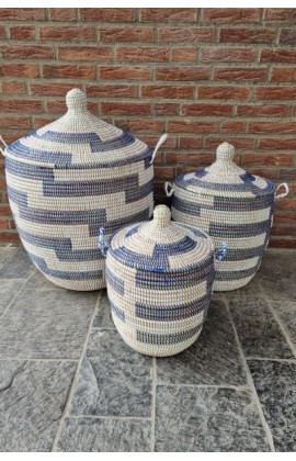 Afrikaanse wasmand opbergmand  blauw