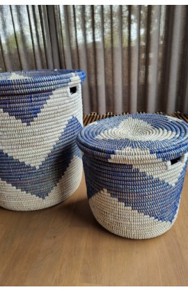 Afrikaanse wasmand platte deksel blauw