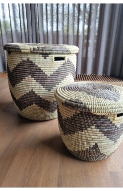 Afrikaanse wasmand platte deksel bruin