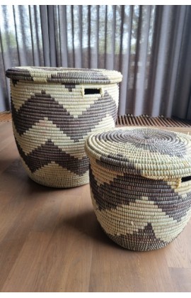 Afrikaanse wasmand platte deksel bruin