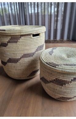 Afrikaanse wasmand platte deksel bruin