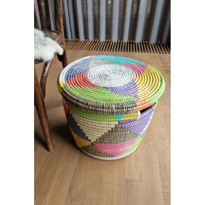Afrikaanse wasmand platte deksel multicolor