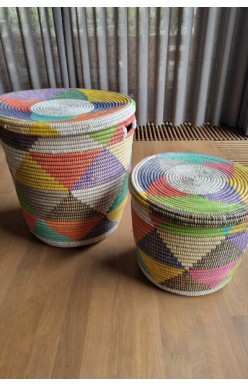 Afrikaanse wasmand platte deksel multicolor