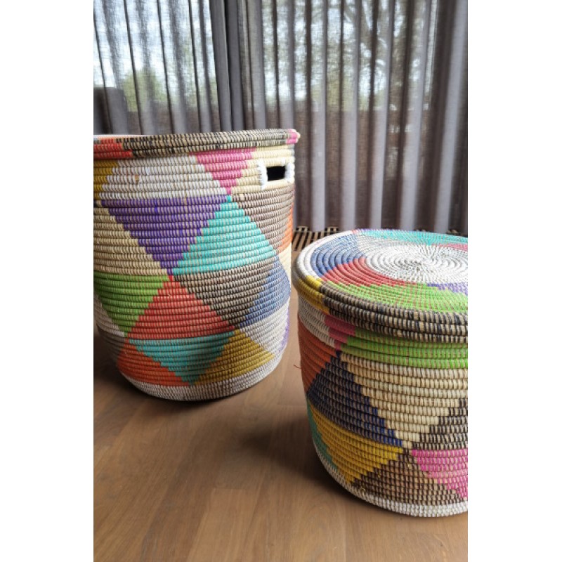 Afrikaanse wasmand platte deksel multicolor