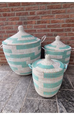 Afrikaanse wasmand opbergmand  turquoise