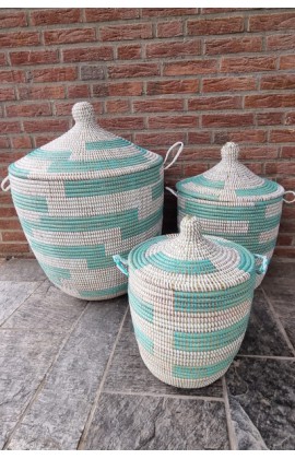 Afrikaanse wasmand opbergmand  turquoise