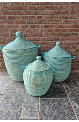 Afrikaanse wasmand opbergmand  turquoise