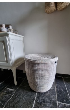 Afrikaanse wasmand platte deksel wit