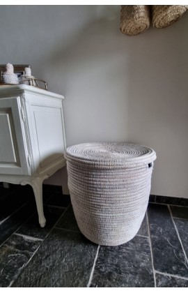 Afrikaanse wasmand platte deksel wit