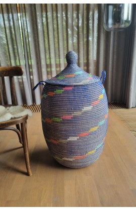 Afrikaanse wasmand uit Senegal turquoise oranje wit