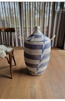 Afrikaanse wasmand uit Senegal blauw wit