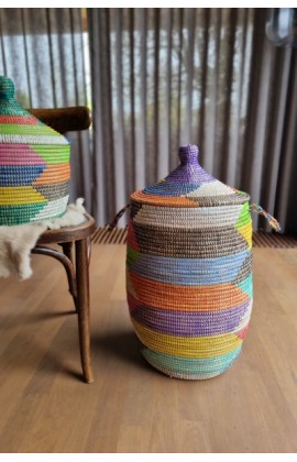 Afrikaanse zeegras opbergmand multicolor uit Senegal