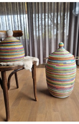 Afrikaanse zeegras opbergmand multicolor uit Senegal
