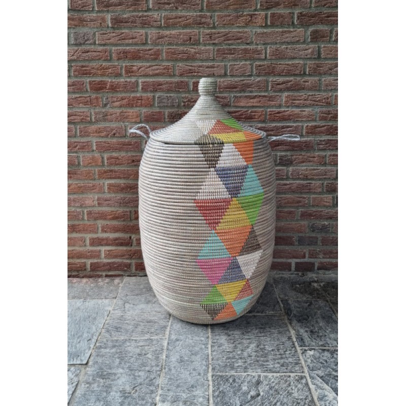 Afrikaanse wasmand XL uit Senegal grijs