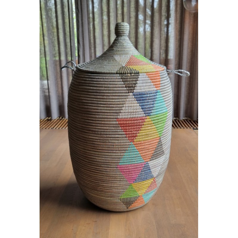 Afrikaanse wasmand XL uit Senegal grijs