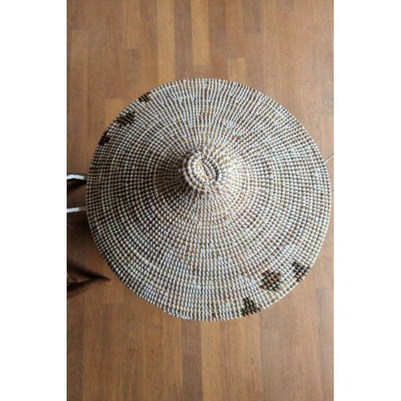 Afrikaanse wasmand opbergmand wit met ster uit Senegal