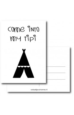 Kaart Come into my tipi (Wit)