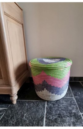 afrikaanse opbergmand platte deksel multicolor