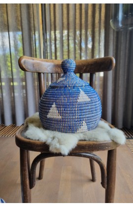 Afrikaans bijou opbergmandje blauw wit