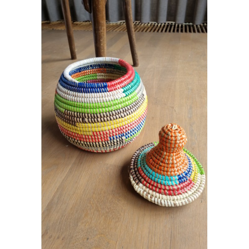 Afrikaans bijou opbergmandje multicolor 