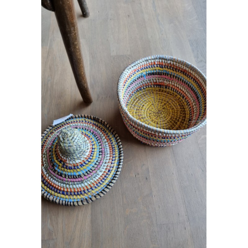 Afrikaans bijou opbergmandje Small uit Senegal multicolor
