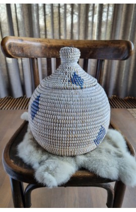Afrikaans bijou opbergmandje blauw wit