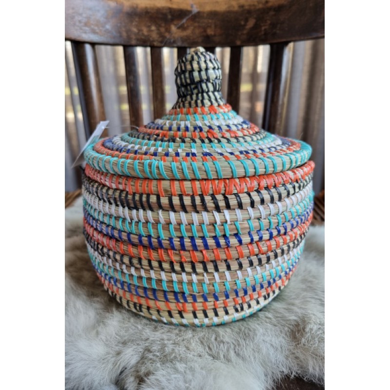 Afrikaans bijou opbergmandje Small uit Senegal multicolor