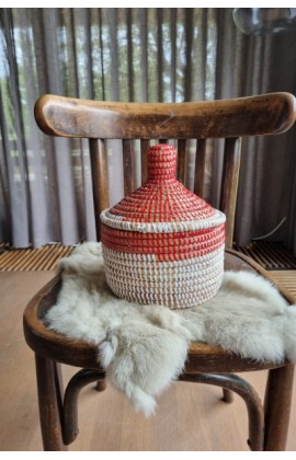 Afrikaans bijou opbergmandje Small uit Senegal rood wit